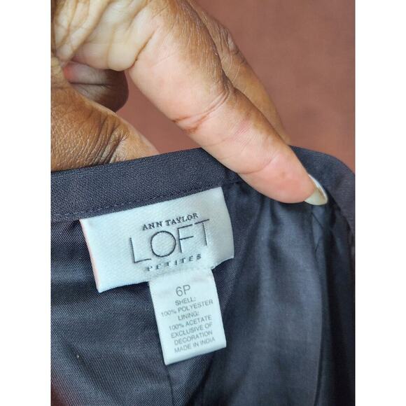 NWT Anne Taylor Loft Floral Embroidered Black A-Line Midi Skirt 6P - Picture 3 of 6